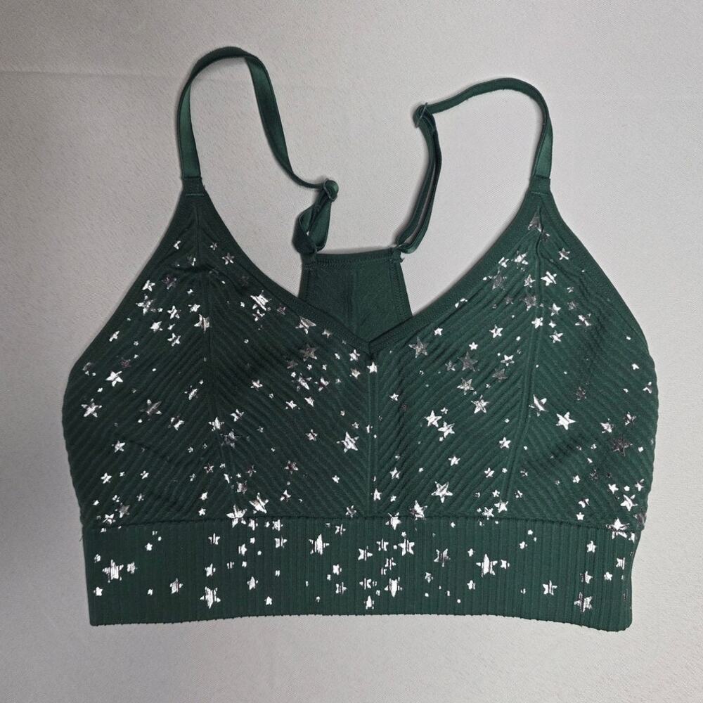 Victoria's Secret PINK dark green seamless lightly-lined sports bra Size S